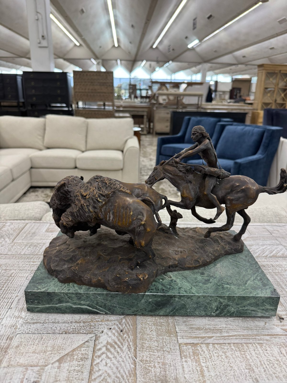 Bronze of Rider and Buffalo