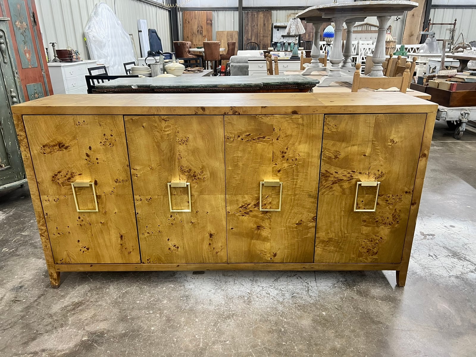 Burl Veneer Four-Door Sideboard