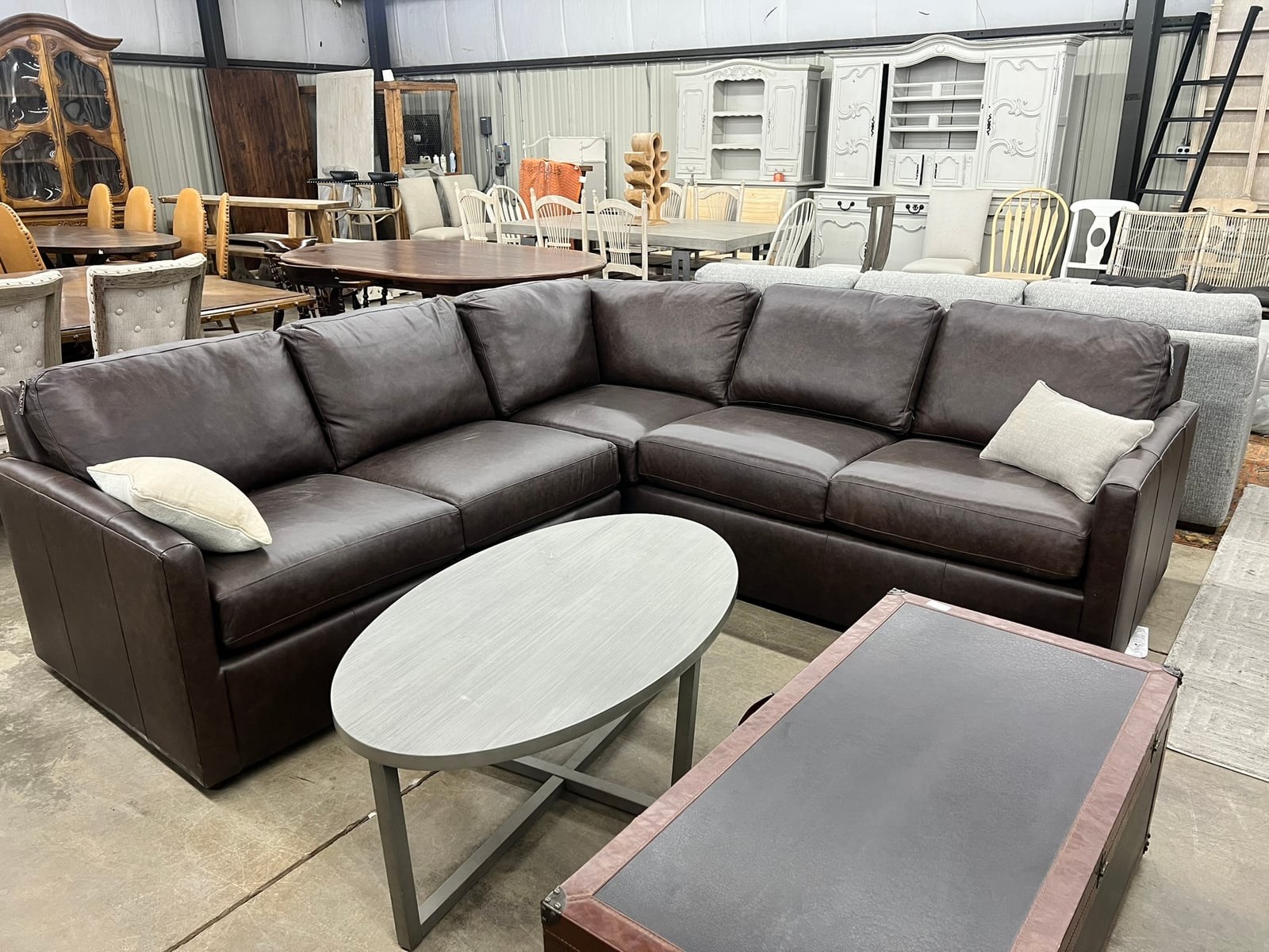 Chocolate Leather L-Sectional Sofa