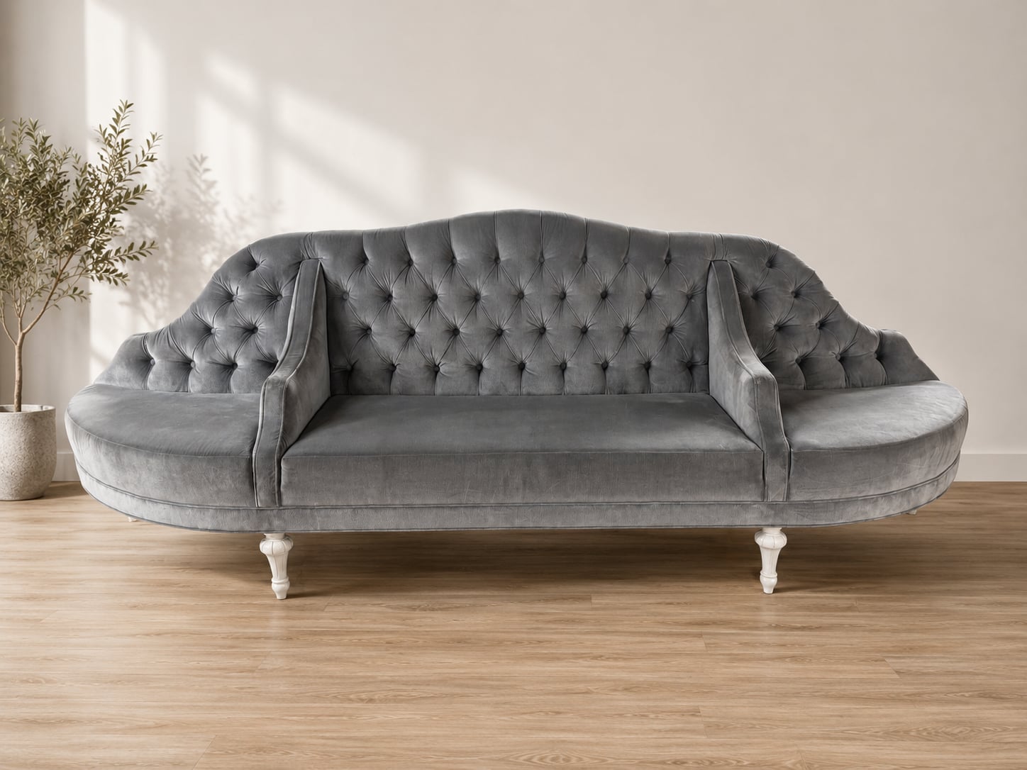 Custom Vintage Baker Tufted Conversational Sofa