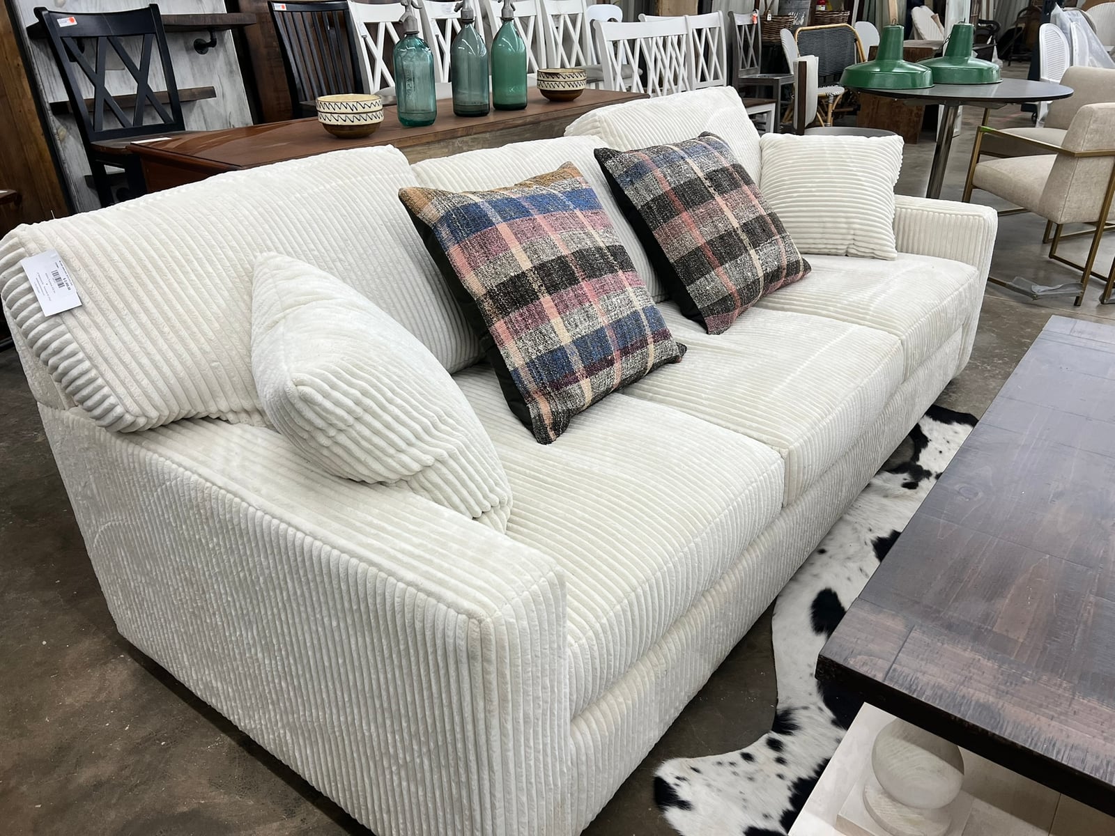 Ivory Wide-Wale Corduroy Sofa