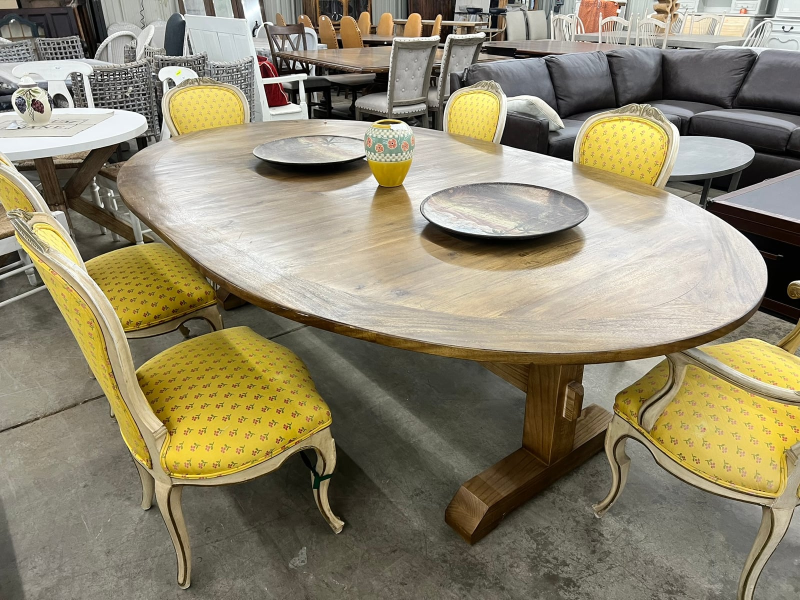 Oval Trestle Dining Table with French Country Chairs