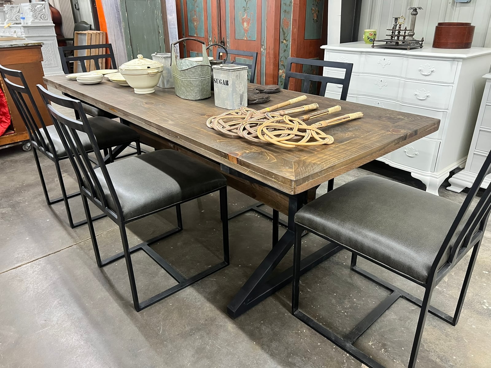 Reclaimed Wood Industrial Dining Set