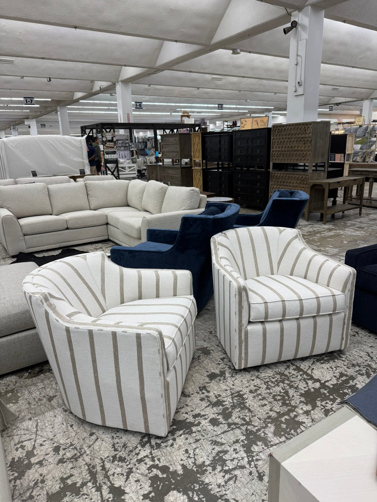 Pair of Striped Swivel Chairs