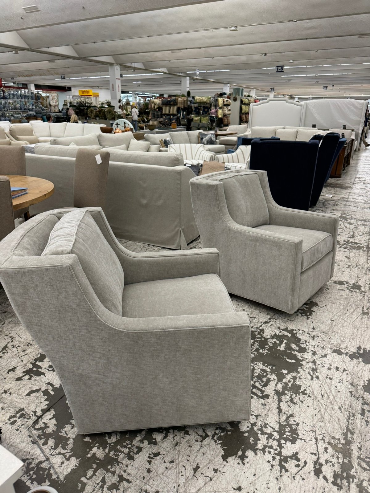Pair of Swivel Chairs, Dove Gray