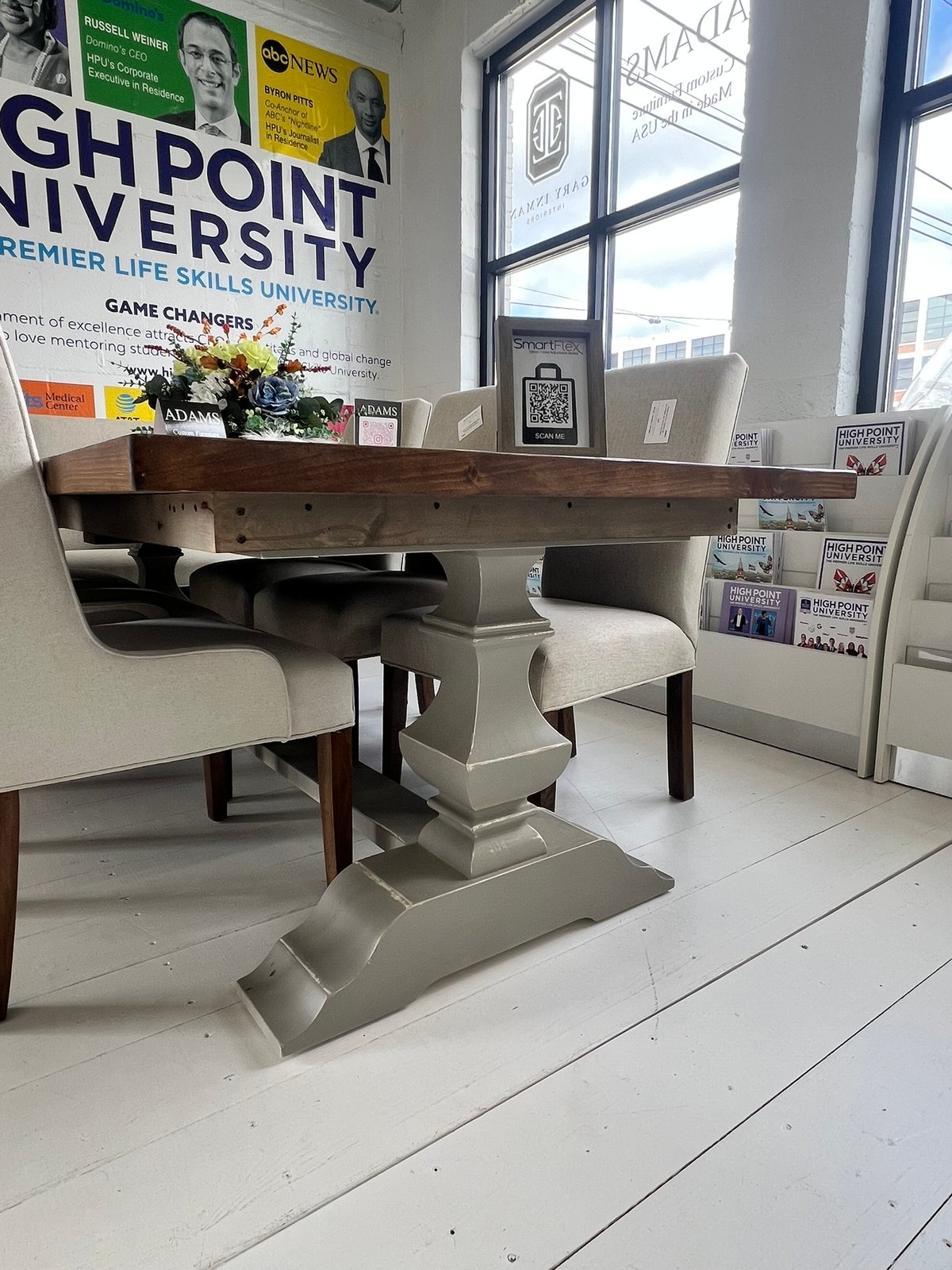 Trestle Dining Table, Painted Pedestal