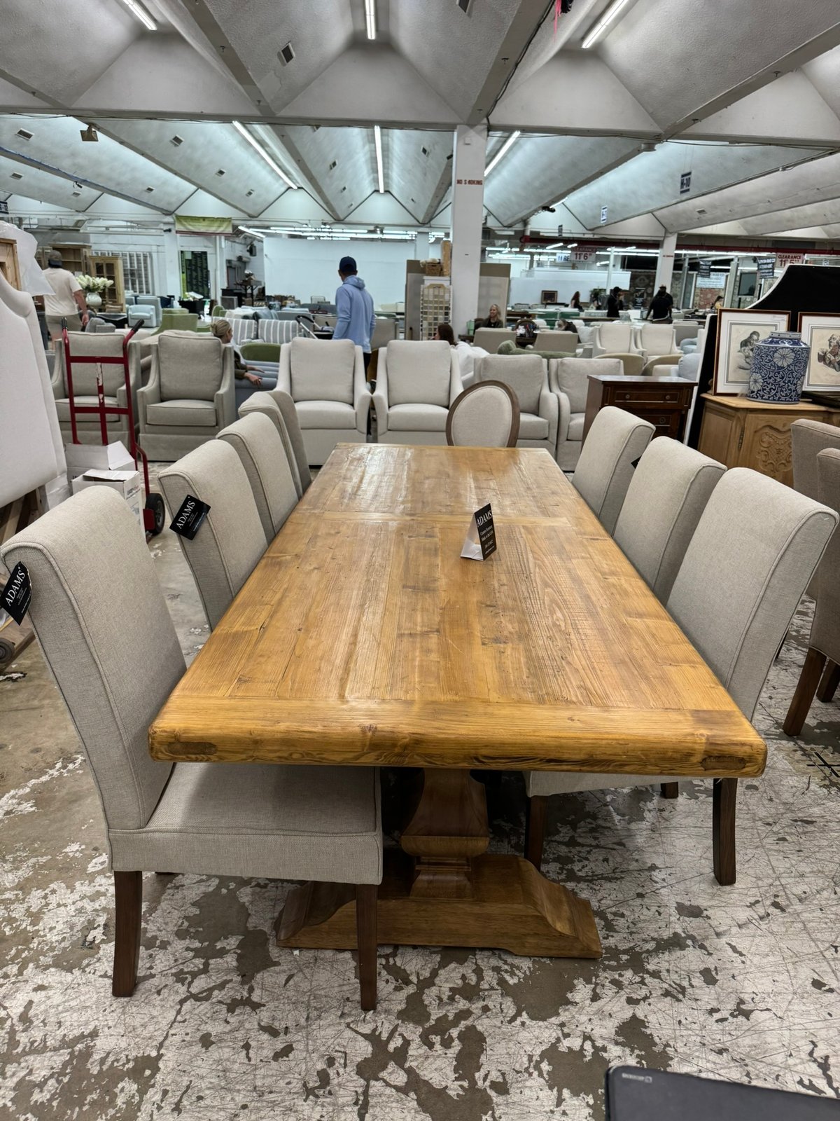 Trestle Dining Table with Ten Chairs