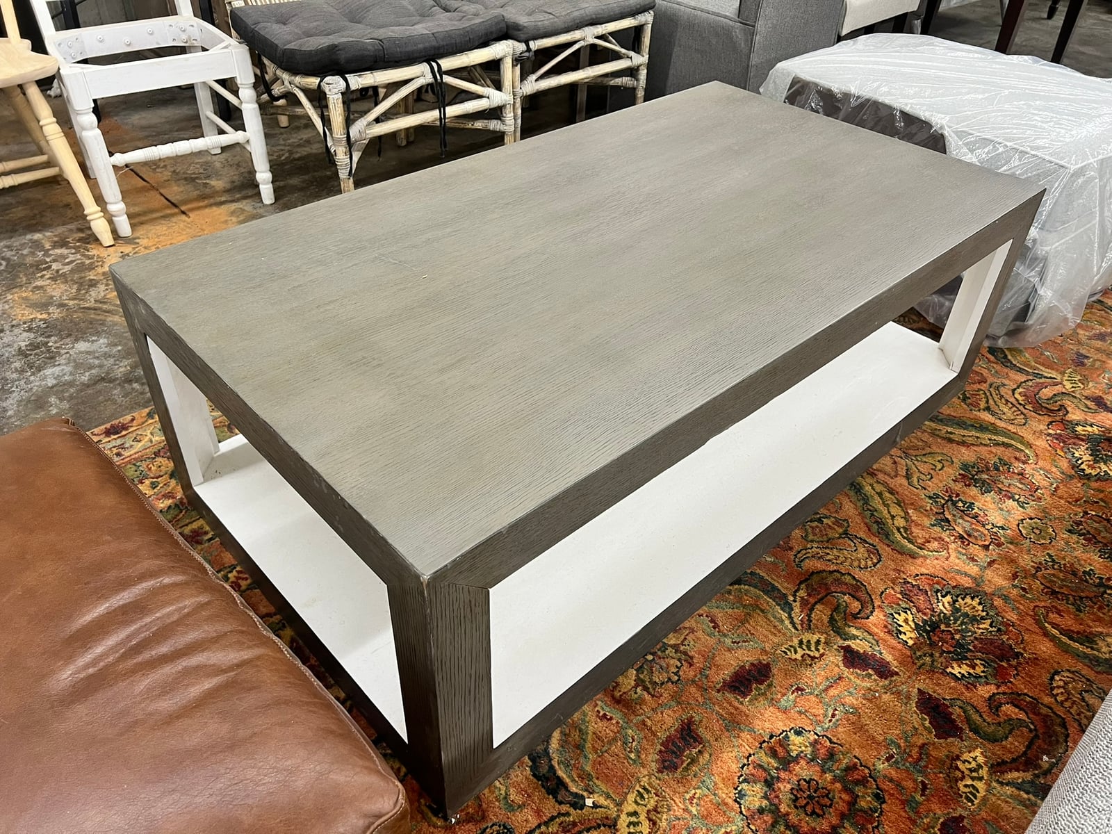 Two-Tone Modern Coffee Table in Gray Wash